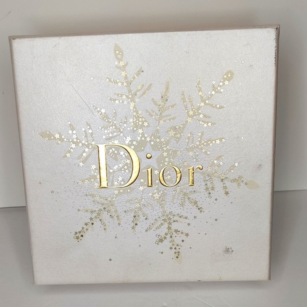 Christian Dior‎ Christmas Snowflake Winter White and Metallic Gold Gift Box